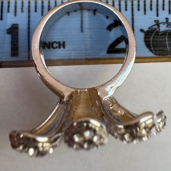 Vintage Nolan Miller Blue Stone Silver Tone Flower Petal Statement Ring Signed - Picture 10 of 12